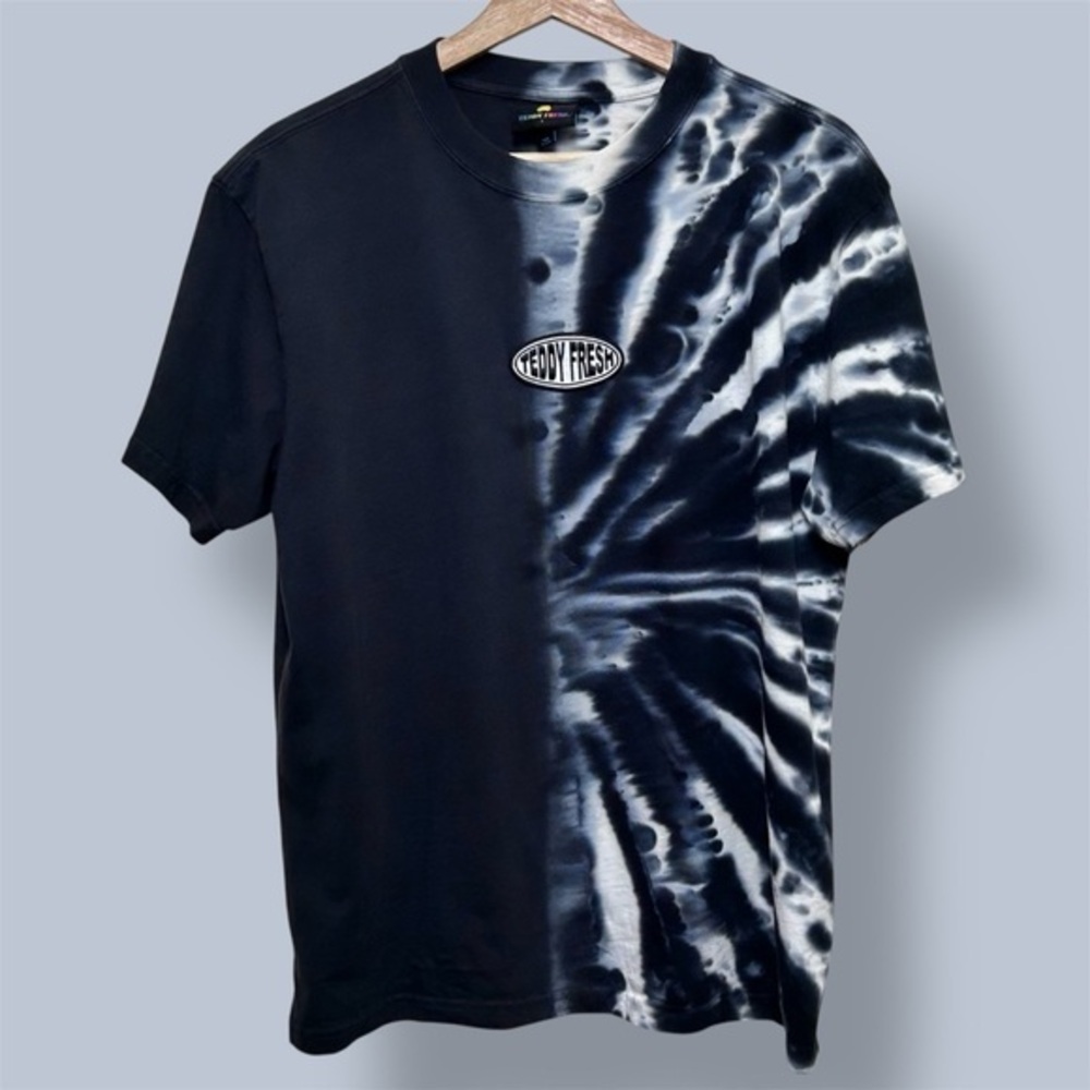Teddy Fresh 100% Cotton Half Tie Dye Logo Tee Size S Unisex